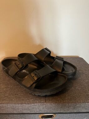 Birkenstock Black Two-Strap EVA Slide Sandals